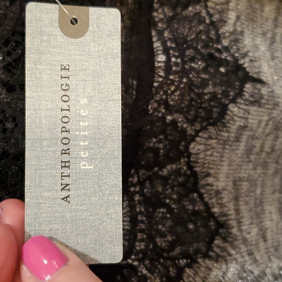 Anthropologie NWT Sparkly Grey Sweater Top with Black Lace Trim! ❤❤❤ - Picture 16 of 16